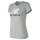 Women's New Balance Nb Logo Graphic Tee, Size: Medium, Light Grey