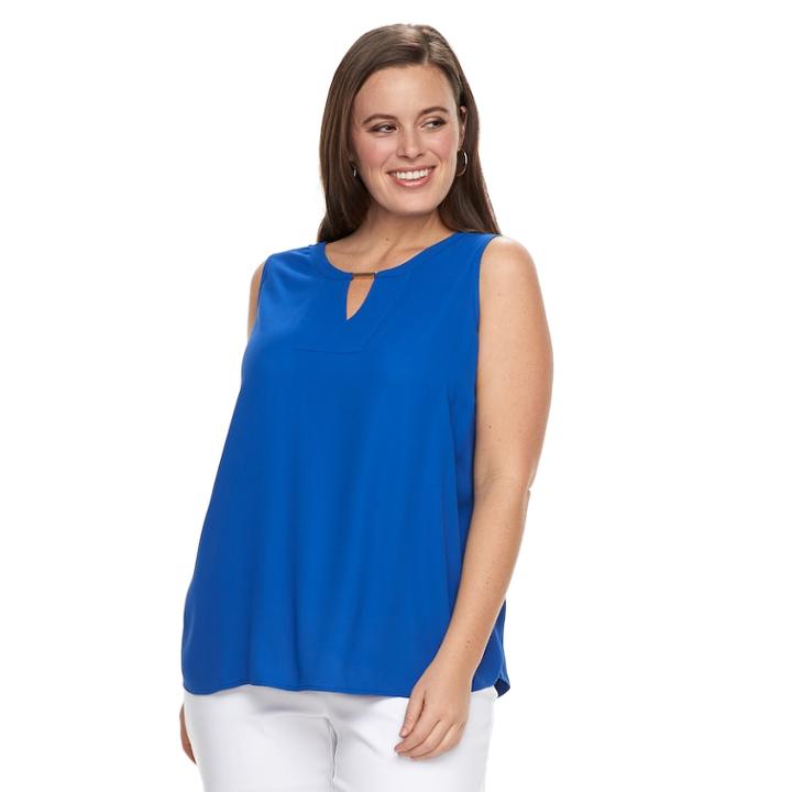 Plus Size Dana Buchman High-low Sleevless Top, Women's, Size: 1xl, Med Blue