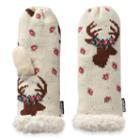 Women's Muk Luks Deer Heavy-knit Mittens, White Oth