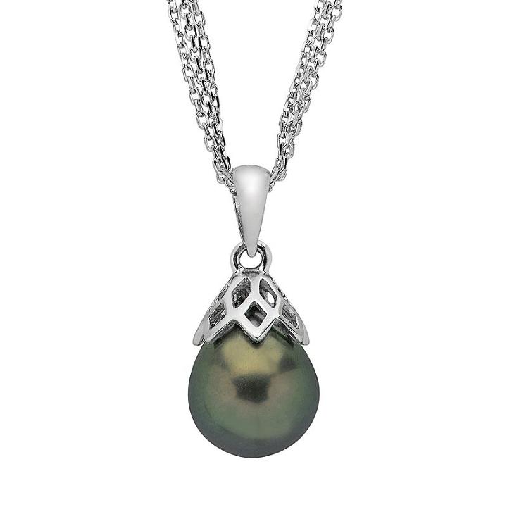 Pearlustre By Imperial Tahitian Cultured Pearl Sterling Silver Multistrand Pendant, Women's, Size: 18, Black
