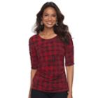 Women's Dana Buchman Shirred Elbow-sleeve Top, Size: Medium, Med Red
