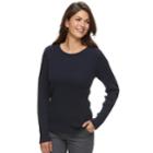 Women's Croft & Barrow&reg; Essential Cable-knit Crewneck Sweater, Size: Xl, Dark Blue