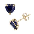 Lab-created Sapphire 10k Gold Heart Stud Earrings, Women's, Blue