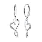 Two Hearts Forever One 1/4 Carat T.w. Diamond Sterling Silver Heart Drop Earrings, Women's, White