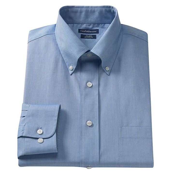 Big & Tall Croft & Barrow&reg; Core Solid No Iron Button-down Dress Shirt, Men's, Size: 19 38/9t, Blue