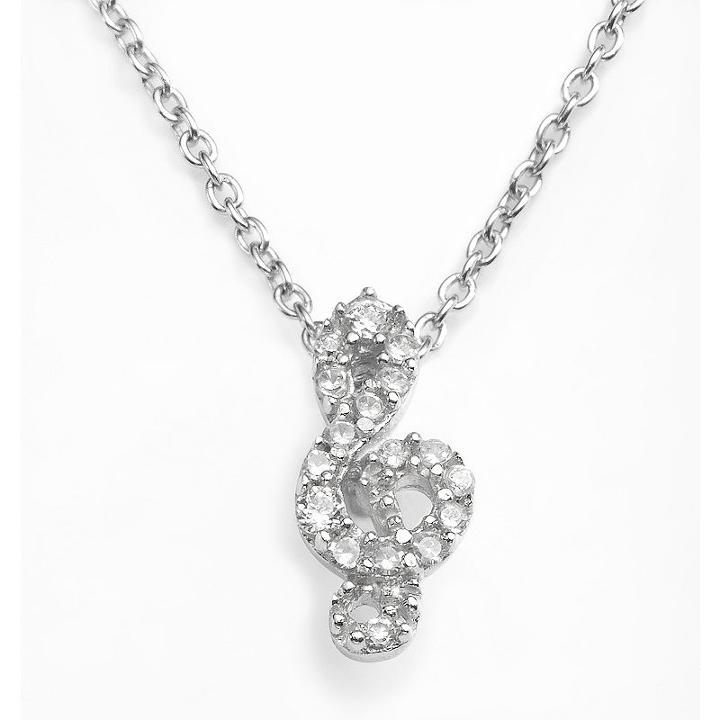 Sophie Miller Sterling Silver Cubic Zirconia Treble Clef Pendant, Women's, Size: 18, White