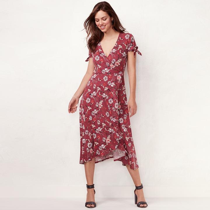 Women's Lc Lauren Conrad Faux-wrap Midi Dress, Size: Small, Med Red