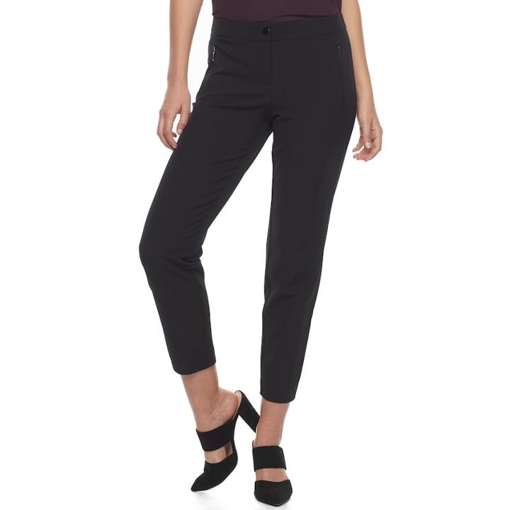 Women's Apt. 9&reg; Zipper Accent Ankle Pants, Size: 16, Black