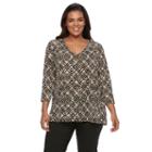 Plus Size Dana Buchman High-low V-neck Top, Women's, Size: 1xl, Dark Green