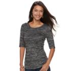 Women's Apt. 9&reg; Essential Elbow-sleeve Tee, Size: Medium, Black