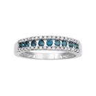 10k White Gold 1/2 Carat T.w. Blue & White Diamond Ring, Women's, Size: 6