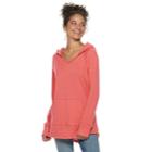 Juniors' So&reg; High-low Solid Fleece Tunic Hoodie, Teens, Size: Xl, Med Pink