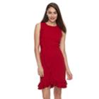 Women's Nina Leonard Ruffle Hem Sheath Dress, Size: Large, Red
