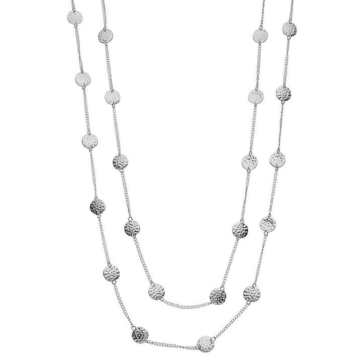 Apt. 9&reg; Long Hammered Disc Station Necklace, Women's, Silver