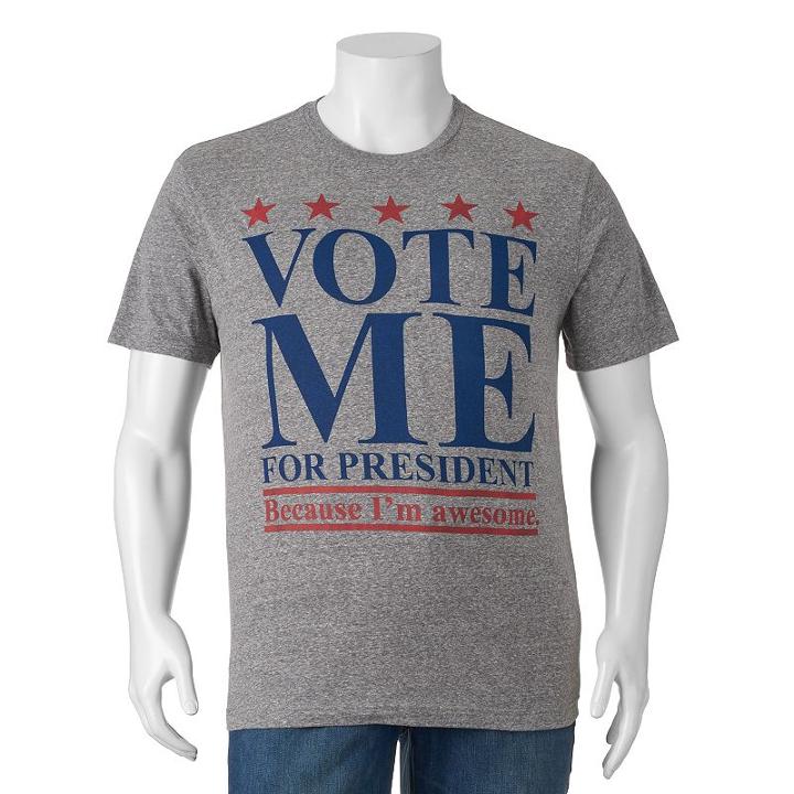 Big & Tall Vote Me For President Tee, Men's, Size: 4xb, Grey