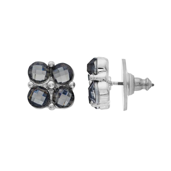 Napier Stone Cluster Button Stud Earrings, Women's, Grey