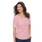 Women's Croft & Barrow&reg; Essential Elbow Sleeve Tee, Size: Xl, Med Pink