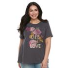 Plus Size Sonoma Goods For Life&trade; Graphic V-neck Tee, Women's, Size: 2xl, Dark Grey
