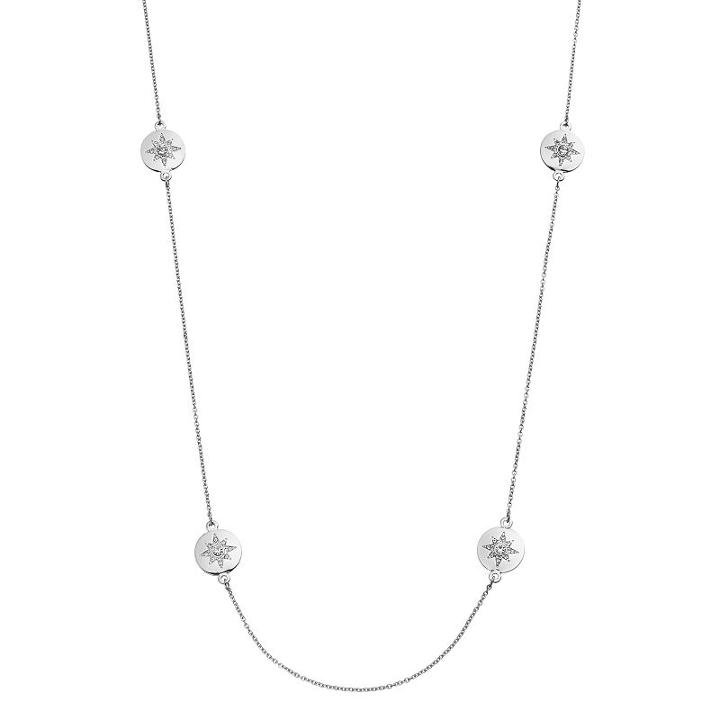 Chaps Starburst Station Long Necklace, Women's, Silver