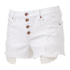 Juniors' Rampage 4-button Ripped Denim Shortie Shorts, Girl's, Size: 13, White
