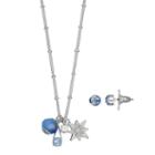 Blue Starburst Charm Necklace & Stud Earring Set, Women's