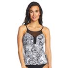 Women's Apt. 9&reg; Paisley High-neck Tankini Top, Size: Medium, Black