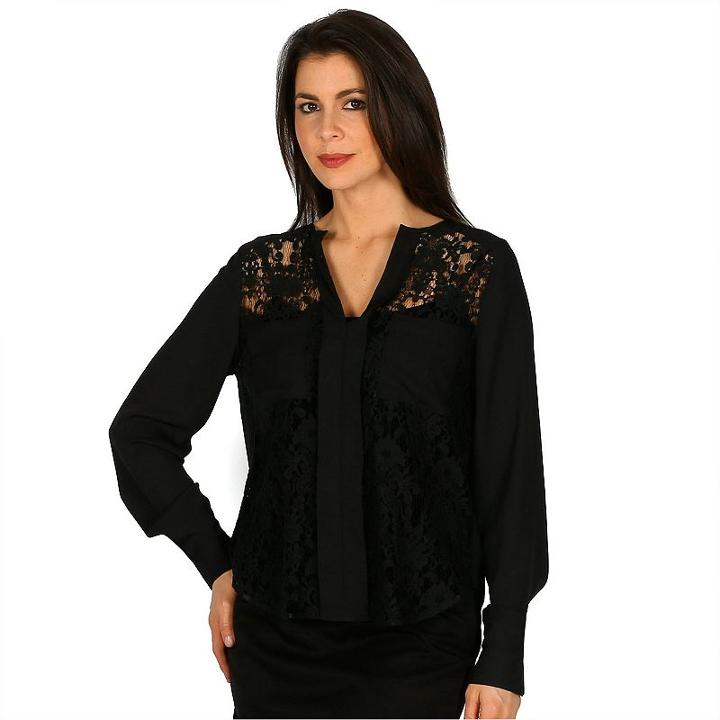 Women's Larry Levine Button-front Blouse, Size: Large, Blue (navy)