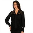 Women's Larry Levine Button-front Blouse, Size: Large, Blue (navy)