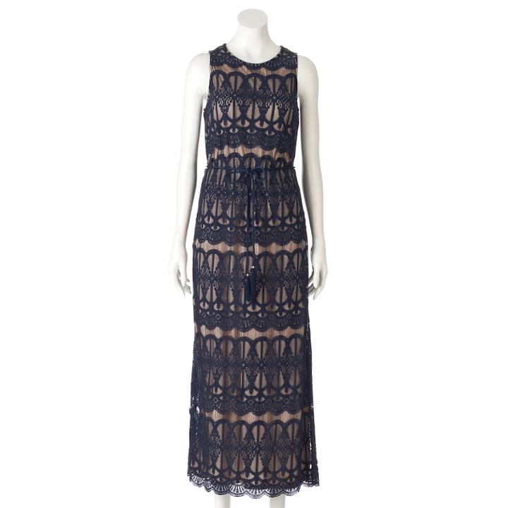 Women's Jessica Howard Lace Overlay Maxi Dress, Size: 12, Blue (navy)
