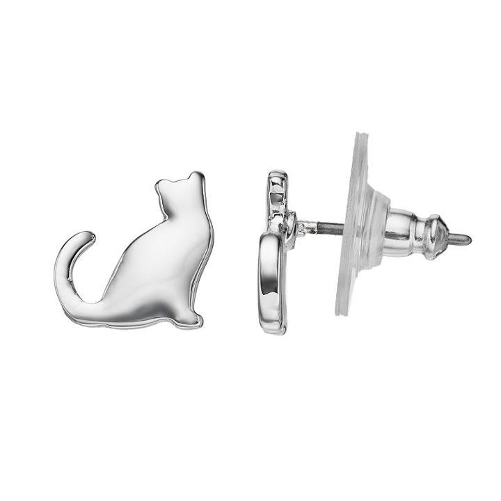 Lc Lauren Conrad Nickel Free Cat Stud Earrings, Women's, Silver