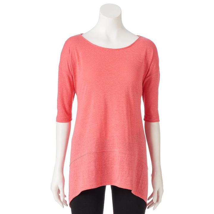 Women's Croft & Barrow&reg; Drop-shoulder Handkerchief Tee, Size: Small, Lt Orange