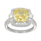 Siri Usa By Tjm Sterling Silver Canary And White Cubic Zirconia Square Frame Ring, Women's, Size: 9, Yellow
