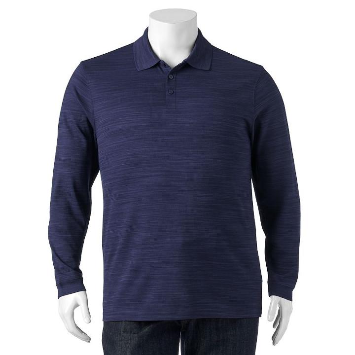 Big & Tall Haggar Classic-fit Space-dyed Textured Performance Polo, Men's, Size: 3xl Tall, Blue Other
