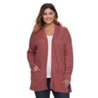 Plus Size Sonoma Goods For Life&trade; Open-font Cardigan, Women's, Size: 2xl, Red/coppr (rust/coppr)
