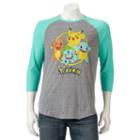 Men's Pokmon Pikachu Raglan Tee, Size: Large, Grey