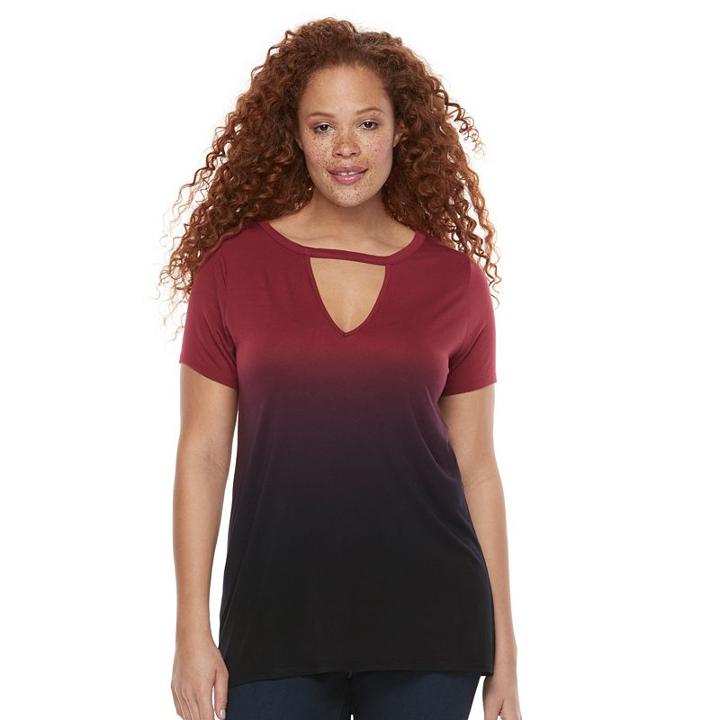 Plus Size Rock & Republic&reg; Cutout Dip-dye Tee, Women's, Size: 1xl, Red