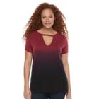 Plus Size Rock & Republic&reg; Cutout Dip-dye Tee, Women's, Size: 1xl, Red