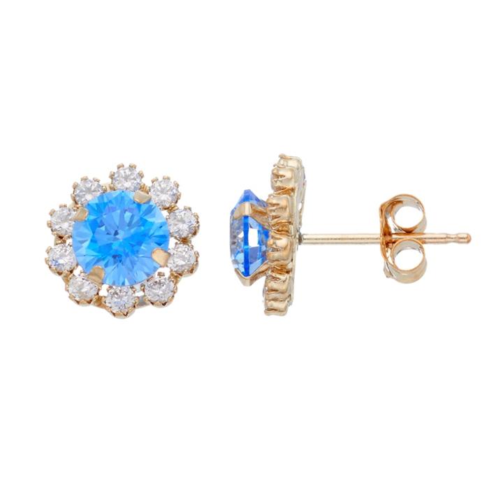 Gold 'n' Ice 10k Gold Cubic Zirconia Flower Stud Earrings, Women's, Grey