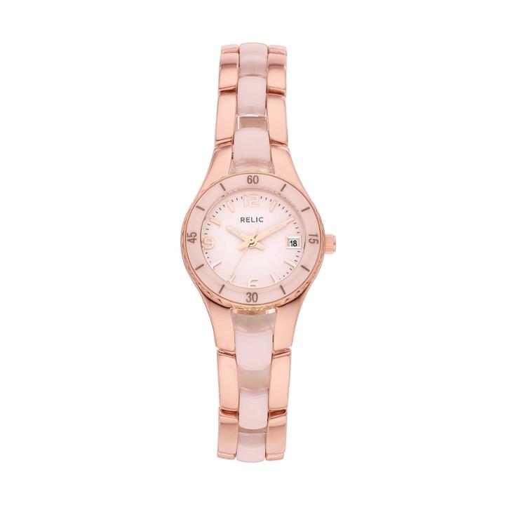 Relic Women's Charlotte Ceramic & Stainless Steel Two Tone Watch - Zr12555, Size: Small, Pink