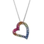 Crystal Sterling Silver Heart Pendant Necklace, Women's, Multicolor