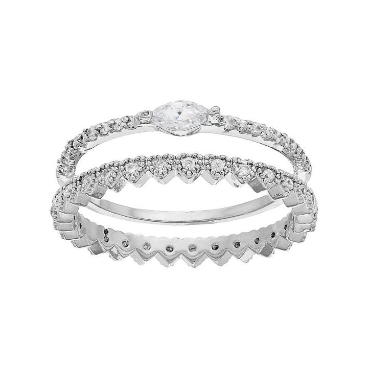 Lc Lauren Conrad Crown & Marquise Ring Set, Women's, Size: 7, Silver