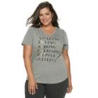Plus Size Apt. 9 Graphic V-neck Tee, Women's, Size: 1xl, Grey