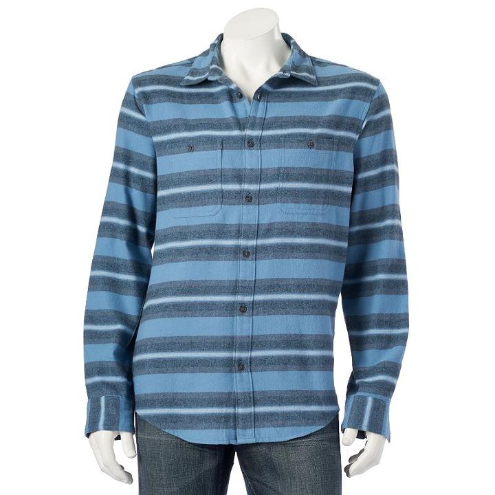 Men's Urban Pipeline&reg; Patterned Flannel Button-down Shirt, Size: Xl, Blue (navy)