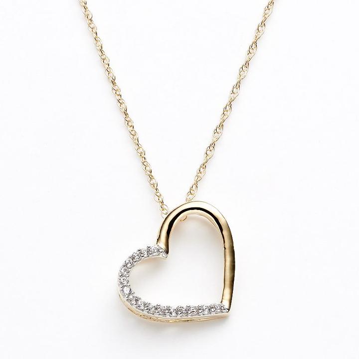 Diamond Petites 10k Gold Two Tone 1/10-ct. T.w. Diamond Heart Pendant, Women's, White