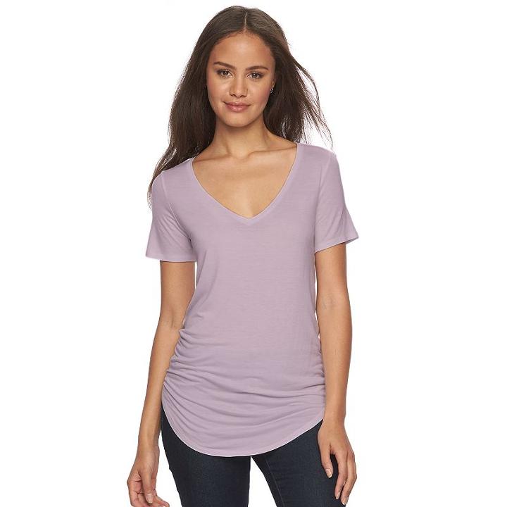 Juniors' Mudd&reg; Short Sleeve V-neck Tee, Girl's, Size: Xs, Drk Purple