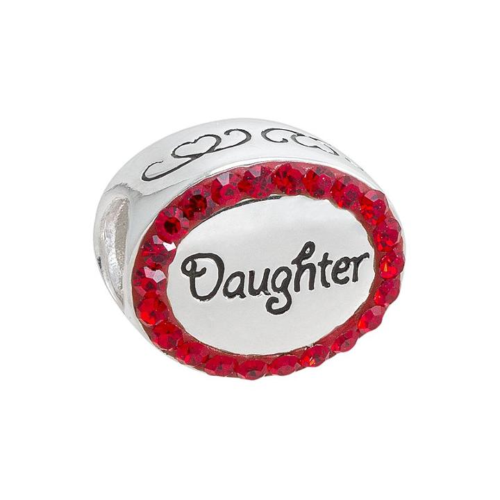 Disney Crystal Sterling Silver Daughter & Dreams Do Come True Oval Bead, Women's, Grey