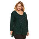 Plus Size Dana Buchman Chevron V-neck Sweater, Women's, Size: 2xl, Dark Green