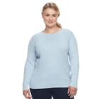 Plus Size Croft & Barrow&reg; Cable Knit Sweater, Women's, Size: 3xl, Light Blue
