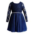 Girls 4-6x Youngland Lace Bodice Knit Dress, Size: 6, Blue (navy)