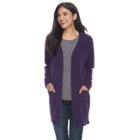 Petite Napa Valley Long Raglan Cardigan, Women's, Size: L Petite, Drk Purple
